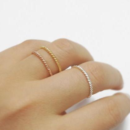 Simple Silver Thin Twist Ring,knuckle..