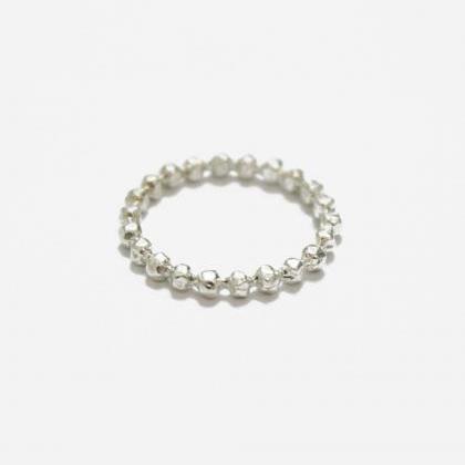 Silver Faceted Bead Ring,sterling Silver,simple..
