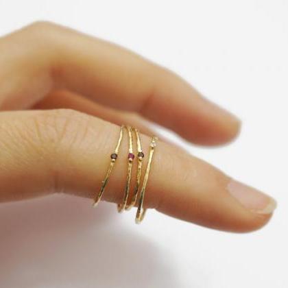 Summer Skinny Gold Ring,1mm,crystal Ring,sterling..