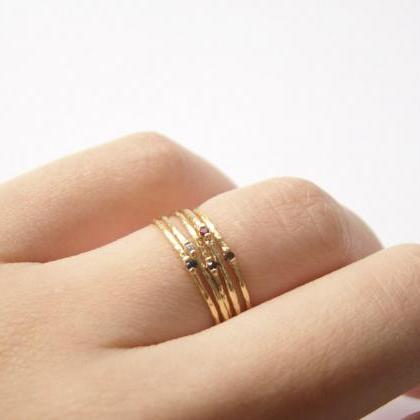 Summer Skinny Gold Ring,1mm,crystal Ring,sterling..