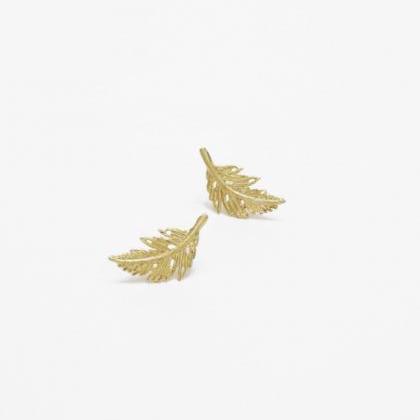 Gold Winter Leaf Earrings,sterling Silver,gold..