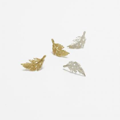 Gold Winter Leaf Earrings,sterling Silver,gold..
