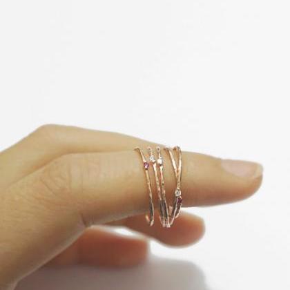 Skinny Rose Gold Ring,1mm,sterling Silver,knuckle..