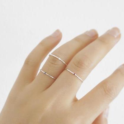 Skinny Silver Ring,1mm,crystal Ring,simple..