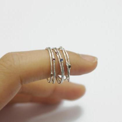 Skinny Silver Ring,1mm,crystal Ring,simple..