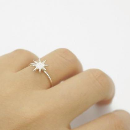 Silver Snowflake Ring,crystal Ring,simple..