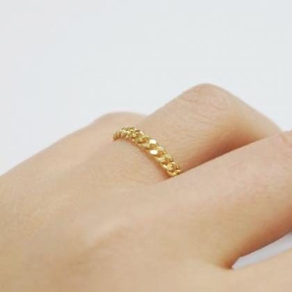 Gold Chain Linked Ring,3mm,sterling Silver,gold..