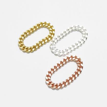 Gold Chain Linked Ring,3mm,sterling Silver,gold..