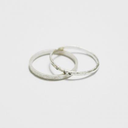 Simple Textured 2 Set Rings,silver,sterling..