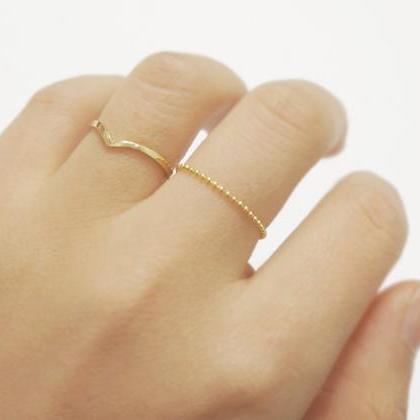 Gold Chevron Ring,sterling Silver,gold Ring,simple..