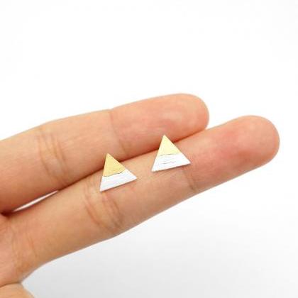 Gold Dipped Triangle Studs Earrings,sterling..