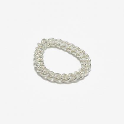 Silver Chain Linked Ring,3mm,sterling Silver,stack..