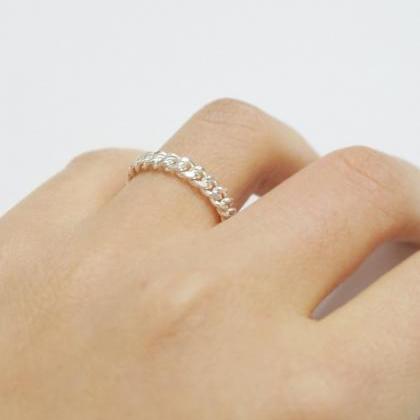 Silver Chain Linked Ring,3mm,sterling Silver,stack..