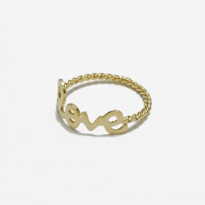 Gold Love Twisted Ring,sterling Silver,love..