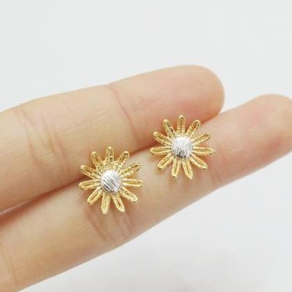 Gold Dandelion Earrings,flower..