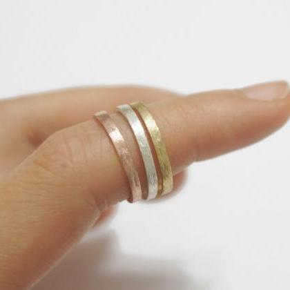 Simple Textured 2 Set Rings,rose Gold,sterling..