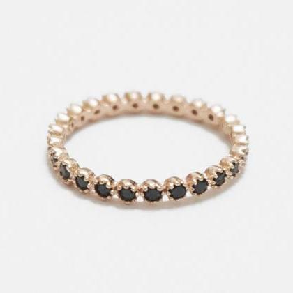 Rose Gold Eternity Ring,black Cz Ring,knuckle..