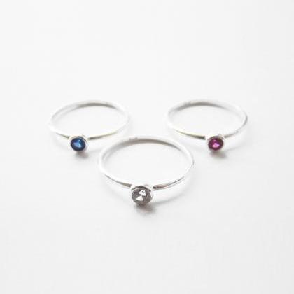 Silver Bezel Ring,sterling Silver,sapphire Blue..