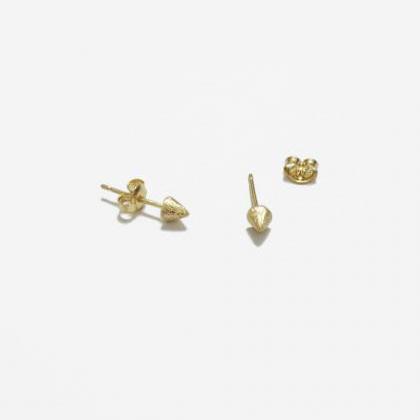 Gold Mini Spike Earrings,sterling Silver,simple..