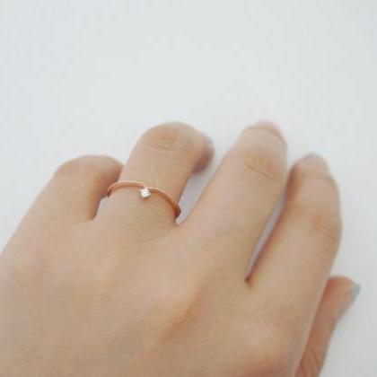 Simple Rosegold Wedding Cz Ring,sterling Silver,v..