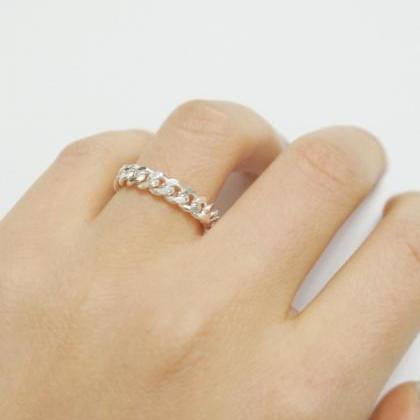 Simple Chain Linked Ring,4mm,set,silver Chain..