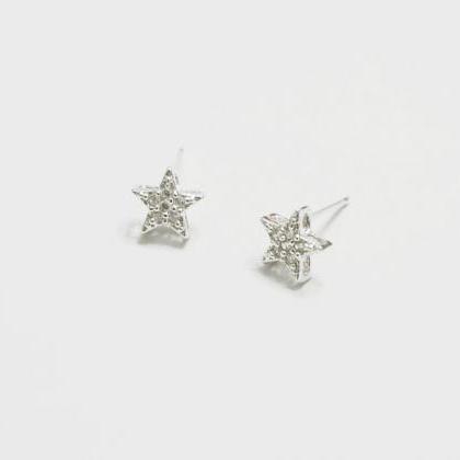 Little Crystal Star Earrings,sterling..