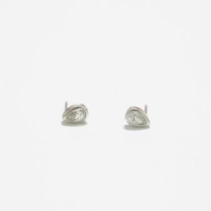 Silver Teardrop Cz Earrings,sterling..