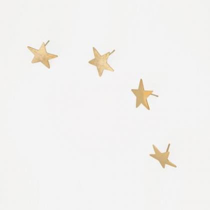 Gold Star Earrings,sterling Silver,star Studs,gold..