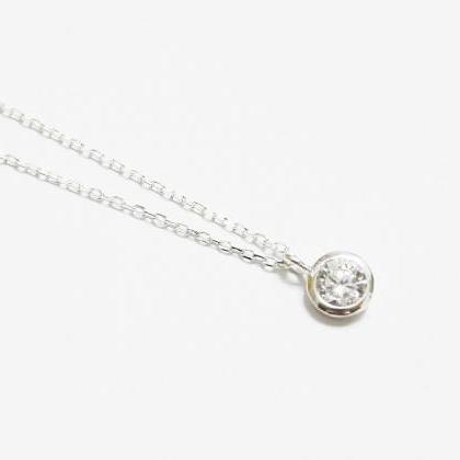 Silver Bezel Necklace,white,sterling..