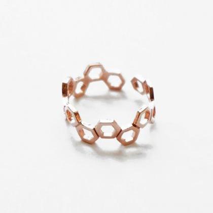 Rose Gold Honeycomb Ring,sterling..