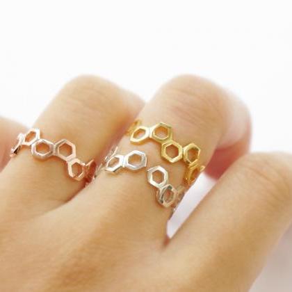 Rose Gold Honeycomb Ring,sterling..