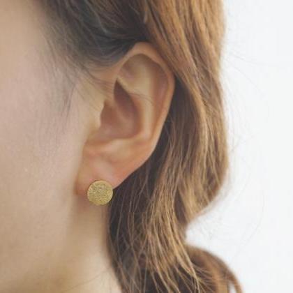 Rose Gold Disk Scratch Earrings,sterling..