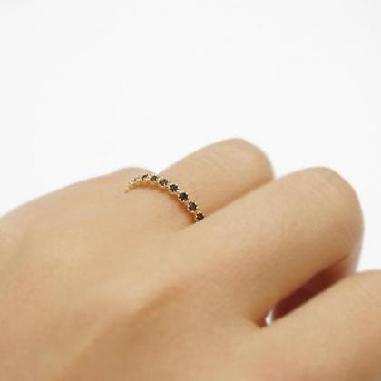 Gold Eternity Ring,black Cz Ring,knuckle..