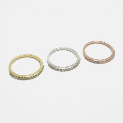 Rosegold Wedding Ring,sterling Silver,crystal..