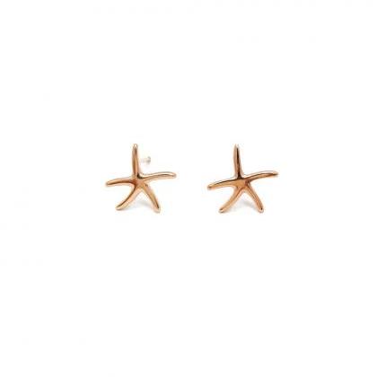 Rosegold Summer Starfish Studs Earrings,sterling..