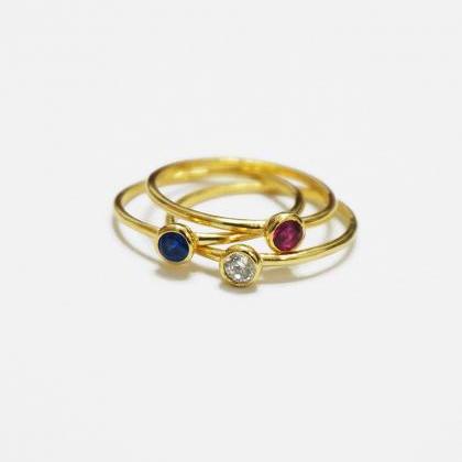 Gold Bezel Ring,sterling Silver,gold Ring,sapphire..