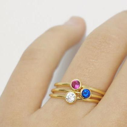 Gold Bezel Ring,sterling Silver,gold Ring,sapphire..