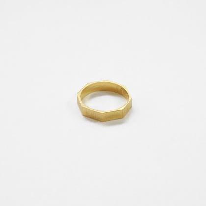 Gold Octagon Geometric Stack Ring,bolt,sterling..