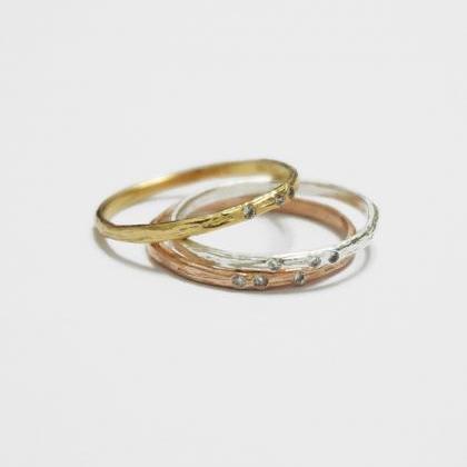 Rosegold Branch Textured Ring,sterling..