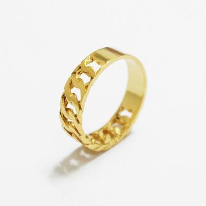 Gold Simple Chain Ring,5mm,linked Chain,sterling..