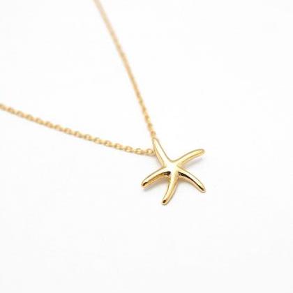 Gold Summer Starfish Necklace,sterling..