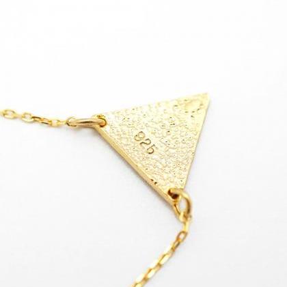 Gold Triangle Necklace,sterling Silver,geometric..