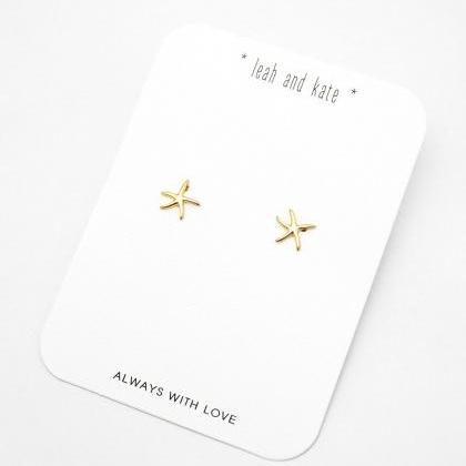 Gold Summer Starfish Studs Earrings,sterling..