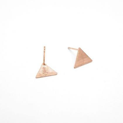 Rosegold Triangle Studs Earrings,sterling..