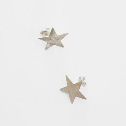 Silver Star Earrings,sterling Silver..