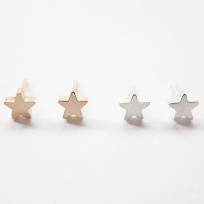 Little Star Earrings,sterling Silver,tiny..