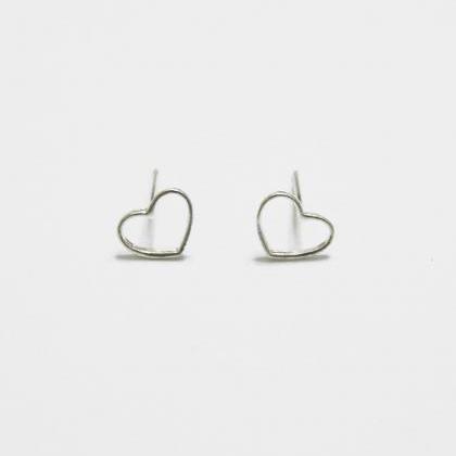 Silver Open Heart Earrings,sterling Silver,simple..