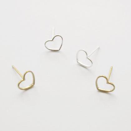 Silver Open Heart Earrings,sterling Silver,simple..
