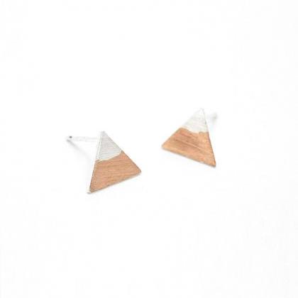 Rosegold Dipped Triangle Studs Earrings,sterling..