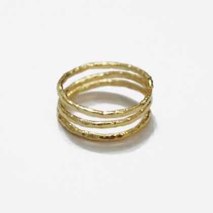 Minimal Gold Triple Wire Ring,adjustable..